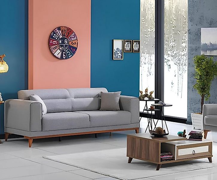 JVmoebel 3-Sitzer Grau Sofa Dreisitzer Polstermöbel Polstercouch Textil, 1 günstig online kaufen