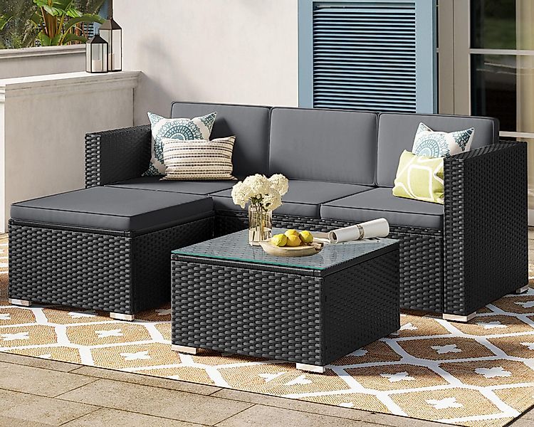 SONGMICS Gartenlounge-Set, (5-tlg., 1 Ecksofa, 1 günstig online kaufen