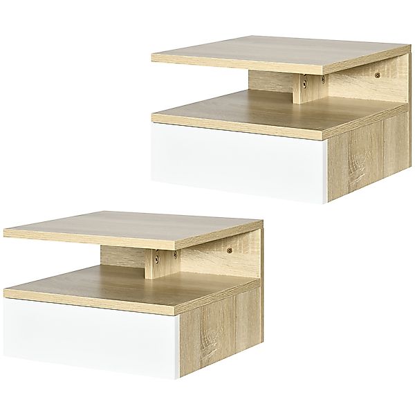 HOMCOM Set von 2 Wand-Nachttischen - Set von 2 Nachttischen - Schublade, Fa günstig online kaufen