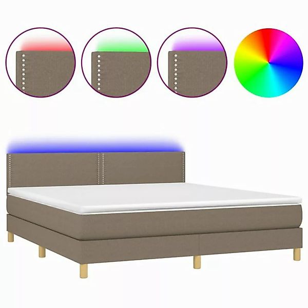 vidaXL Boxspringbett Boxspringbett mit Matratze LED Taupe 160x200 cm Stoff günstig online kaufen