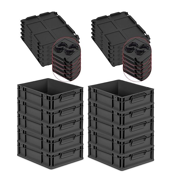 PROREGAL SparSet 10x Eurobox Nextgen Grip Mit Auflagedeckel Und Schwarzen V günstig online kaufen