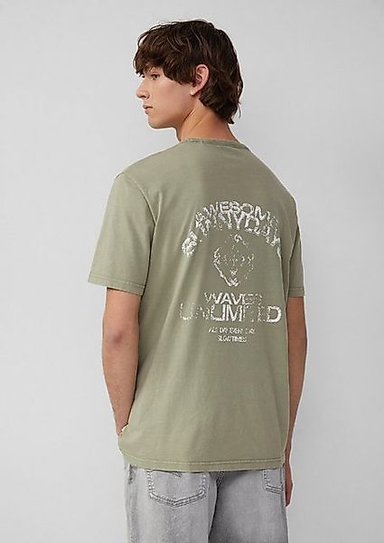 QS Kurzarmshirt Gewaschenes T-Shirt mit Front- und Rückenprint Artwork günstig online kaufen