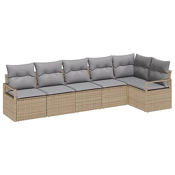 vidaXL Gartensofa-Set mit Kissen 6 Stk Beige und Hellgrau Poly-Rattan 33550 günstig online kaufen