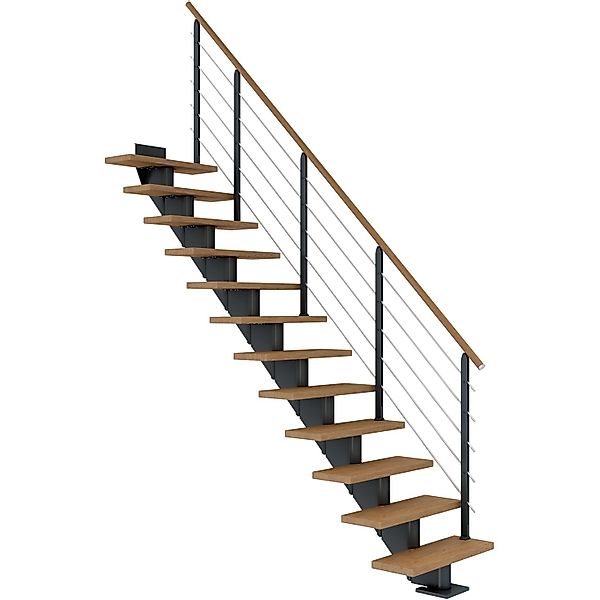 Dolle Mittelholmtreppe Hamburg Eiche Anthrazit GH bis 301 cm Gerade 75 cm F günstig online kaufen