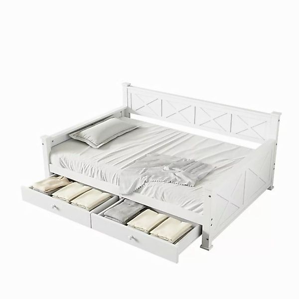 TavilaEcon Holzbett Flachbett Einzelbett, 2 Schubladen, Minimalistisch, 90x günstig online kaufen