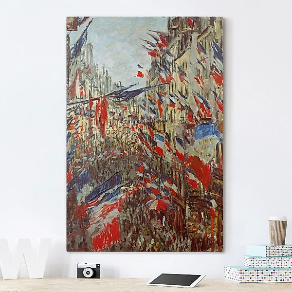 Leinwandbild Kunstdruck - Hochformat Claude Monet - Straße im Flaggenschmuc günstig online kaufen