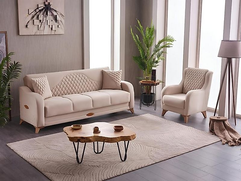 JVmoebel Sofa Couch Komplette Dreisitzer Sessel 3 Sitzer Stoffsofa Polsters günstig online kaufen