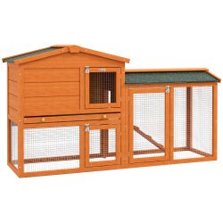 PawHut Kleintierstall 2 Ebenen, aus Tannenholz, günstig online kaufen