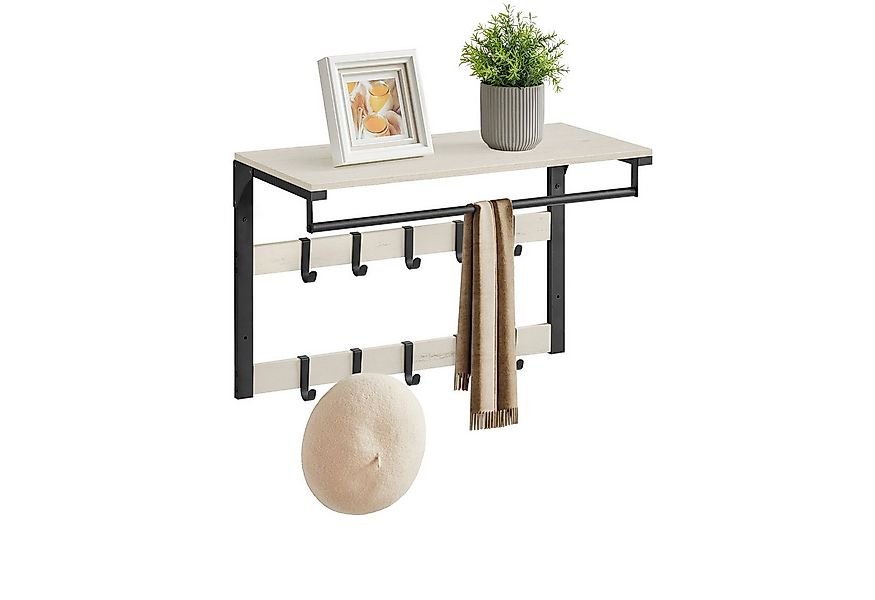 VASAGLE Wandgarderobe, mit Ablage, Wandregal mit 10 Haken, Hängeregal, Flur günstig online kaufen
