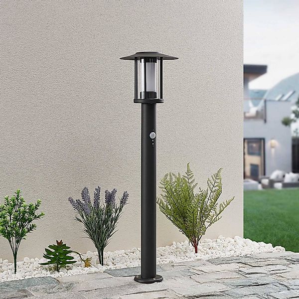 Lindby LED-Wegelampe Gregory, 76cm, Sensor, dunkelgrau, IP44 günstig online kaufen