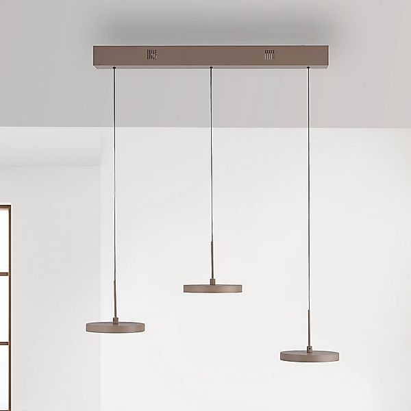JUST LIGHT. LED-Hängeleuchte Plata, sand, 3-fl., 3.000 K günstig online kaufen
