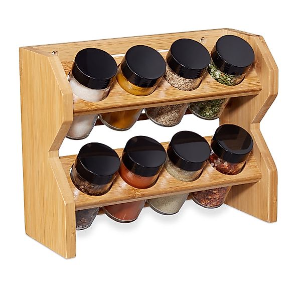 relaxdays Gewürzregal Bambus Gewürzregal 8 Gläser günstig online kaufen