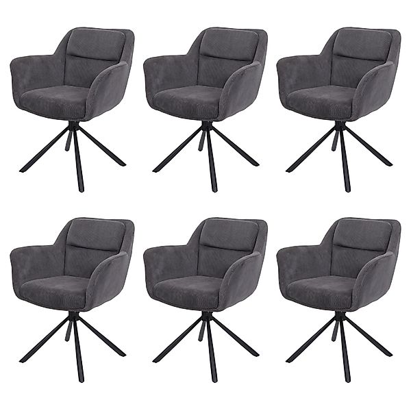 MCW Esszimmerstuhl K33 6er-Set Kord-Grau günstig online kaufen