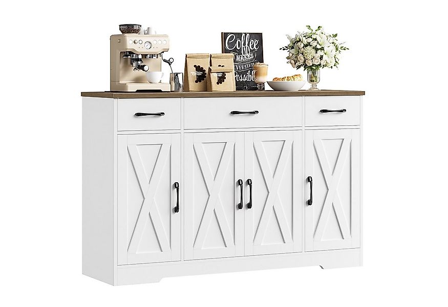 HOMECHO Sideboard, 140cm Breite Küchenschrank 3 Schubladen 4 Türen, Verstel günstig online kaufen