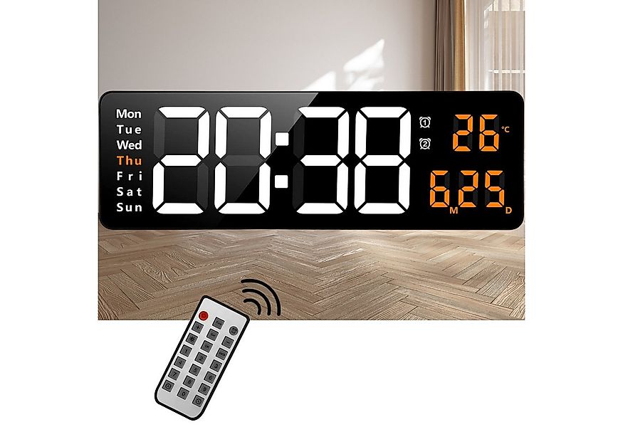 REDOM Wanduhr Elektronische Uhr mit Temperaturanzeige Fernbedienbare LED-Di günstig online kaufen