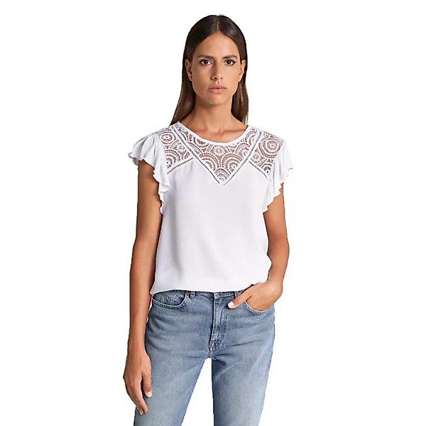 Salsa Jeans Lace And Frills Kurzärmeliges T-shirt XS White günstig online kaufen