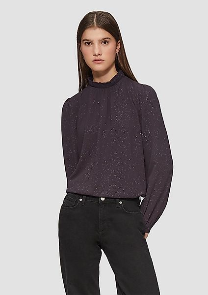 QS Langarmbluse Bluse Leicht strukturierte Bluse mit gemocktem Stehkragen günstig online kaufen