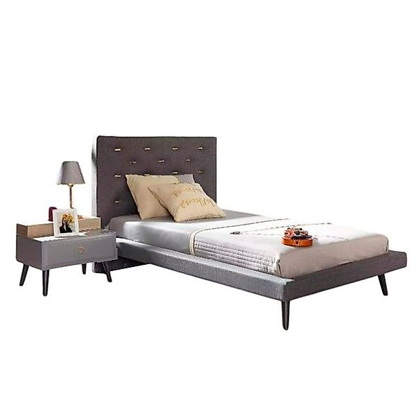 Xlmoebel Bett Jugendzimmer-Set mit Einzelbett und grauer Holzoptik 5-teilig günstig online kaufen