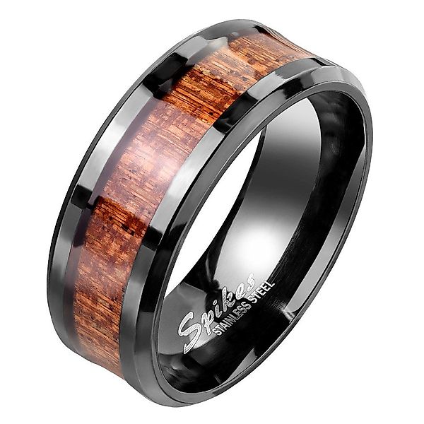 Taffstyle Fingerring Edelstahl Ring Schwarz Holz günstig online kaufen
