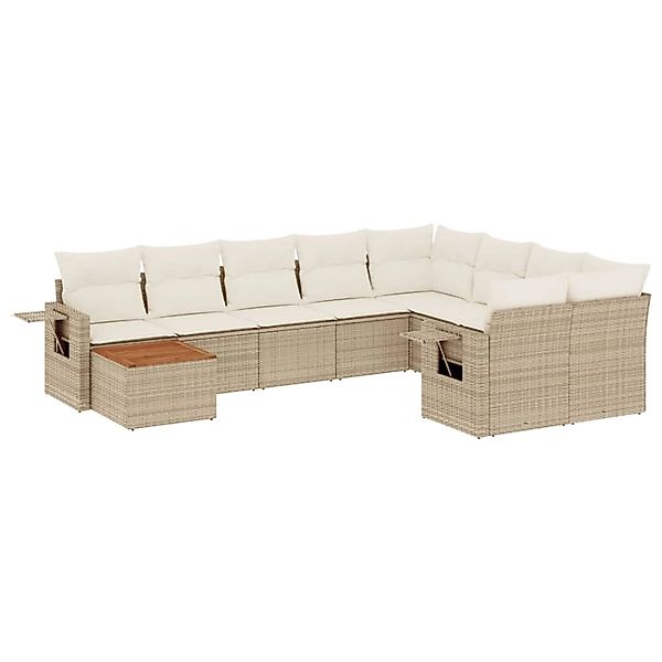 vidaXL 10-Tlg Garten-Sofagarnitur mit Kissen Beige Poly Rattan 3257059 günstig online kaufen