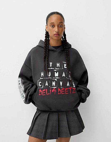 Bershka Hoodie Beershka X Beetlejuice Mit Kapuze Damen L Dunkelgrau günstig online kaufen