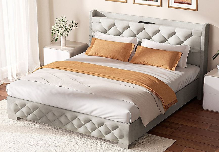 Lexzurn Polsterbett Polsterbett 140 x 200 cm Bettgestell Doppelbett Bettrah günstig online kaufen