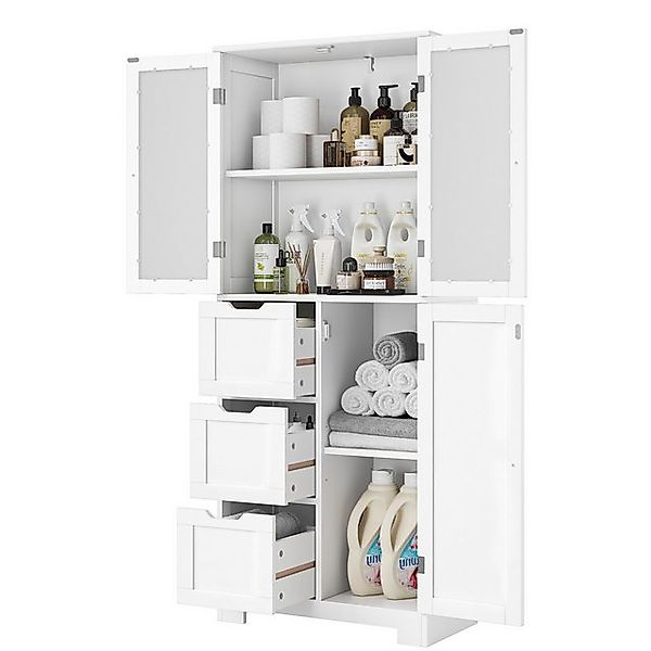 HOMECHO Hochschrank Badezimmerschrank mit 3 Türen günstig online kaufen