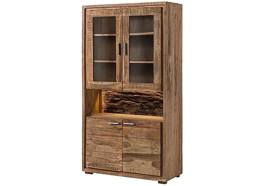 Massivmoebel24 Standvitrine BARK (Vitrine Akazie 98x40x180 natur lackiert B günstig online kaufen