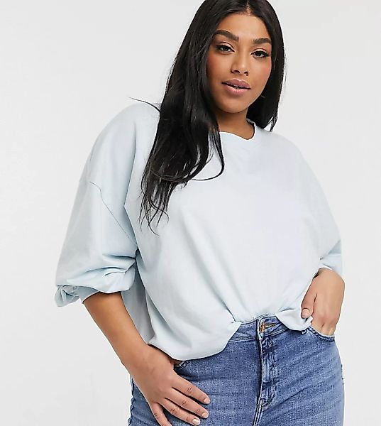 Urban Bliss Plus – Sweatshirt mit Ballonärmeln in Blau günstig online kaufen