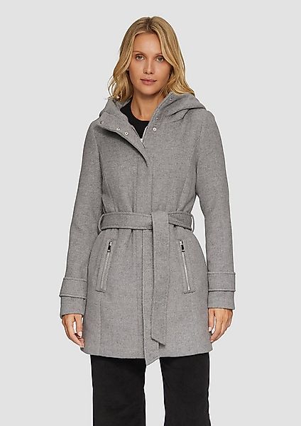 s.Oliver Funktionsmantel Outdoor-Mantel Kurzer Wollmantel mit Bindegürtel günstig online kaufen