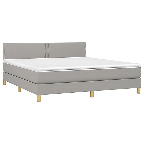vidaXL Boxspringbett mit Matratze & LED Hellgrau 180x200 cm Stoff 3133653 günstig online kaufen