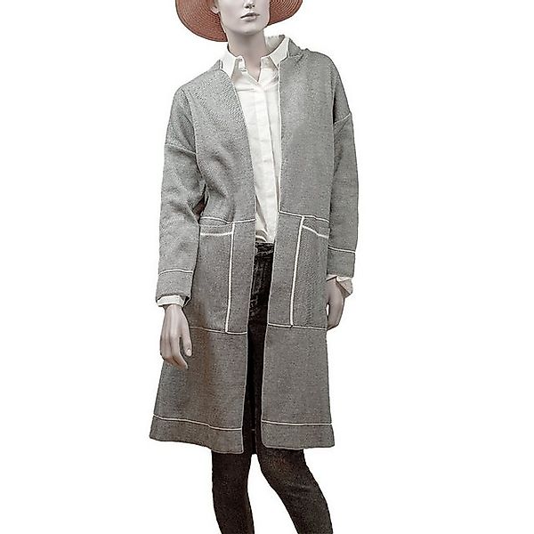 LaMarta Hemdjacke Damen Strickjacke Lang Grau, Offener Cardigan günstig online kaufen