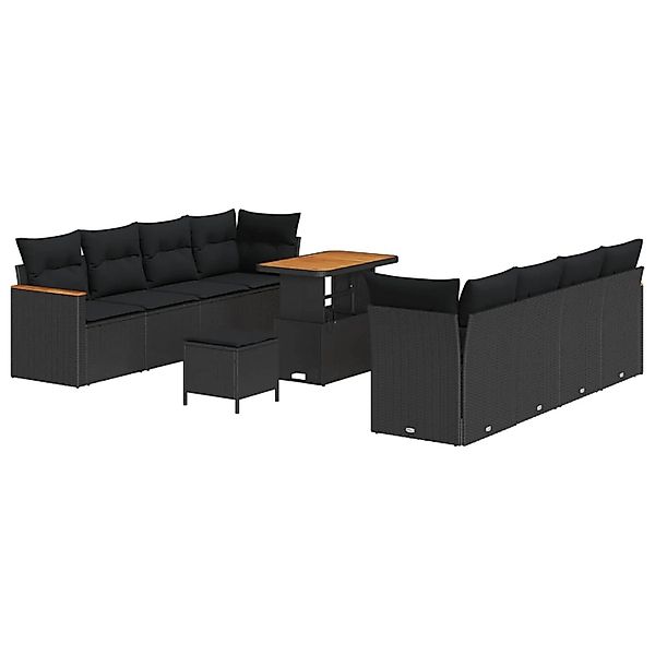 vidaXL Gartensofa-set mit Kissen 11-Tlg Schwarz Poly-Rattan 3364969 günstig online kaufen
