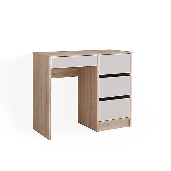 Vicco Schreibtisch Sherry, Weiß/Sonoma, 90 x 40 cm mit Schubladen günstig online kaufen