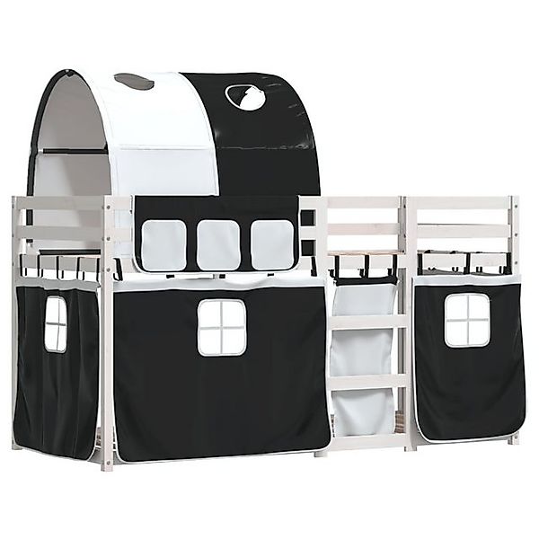 vidaXL Etagenbett, Doppelstockbett mit Vorhängen Weiß & Schwarz 80x200 cm K günstig online kaufen