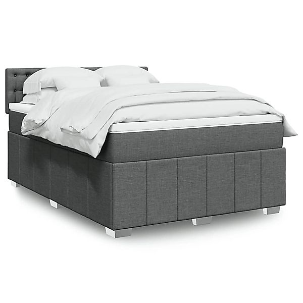vidaXL Boxspringbett mit Matratze Dunkelgrau 140x200 cm Stoff 3289406 günstig online kaufen