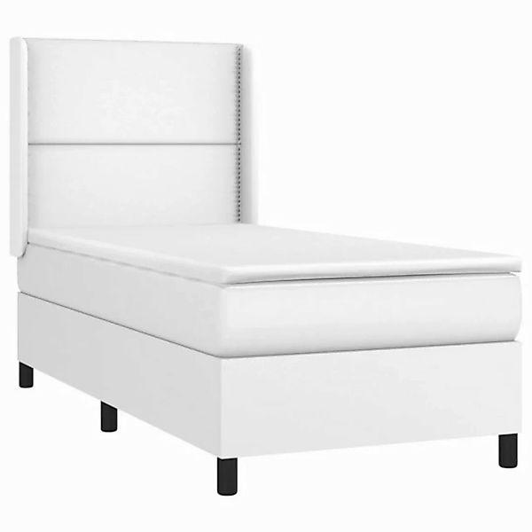 vidaXL Bett Boxspringbett mit Matratze & LED Weiß 80x200 cm Kunstleder günstig online kaufen