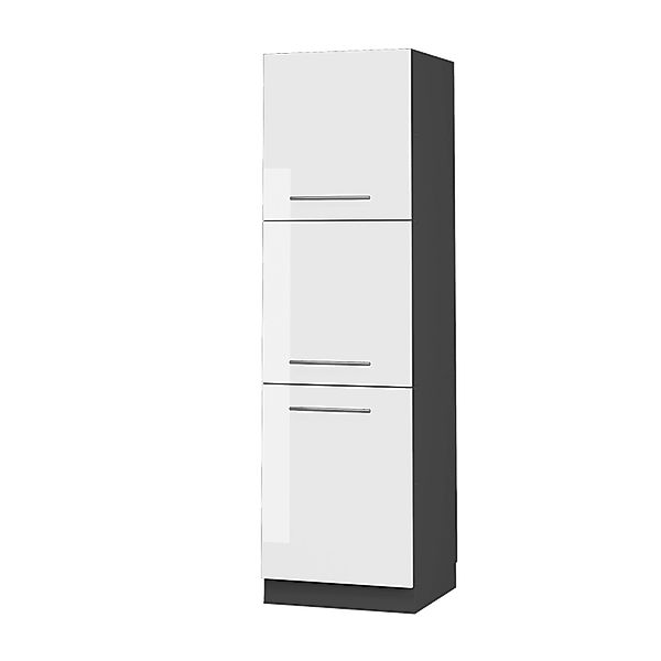 Vicco Herdumbauschrank Fame-Line Herdschrank Weiß Hochglanz/Anthrazit 60 cm günstig online kaufen