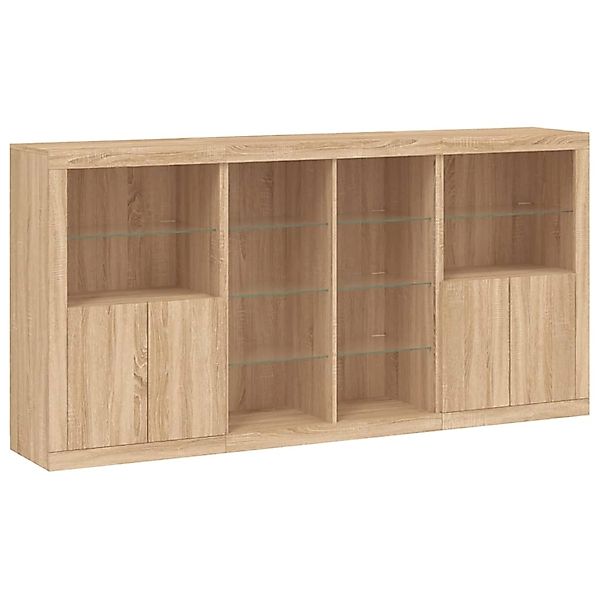 vidaXL Sideboard mit LED-Leuchten Sonoma-Eiche 202x37x100 cm 3209186 günstig online kaufen