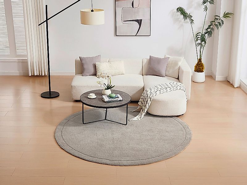 Runder Teppich mit mittellangem Flor - 200 x 200 cm - Taupe - VELINA günstig online kaufen