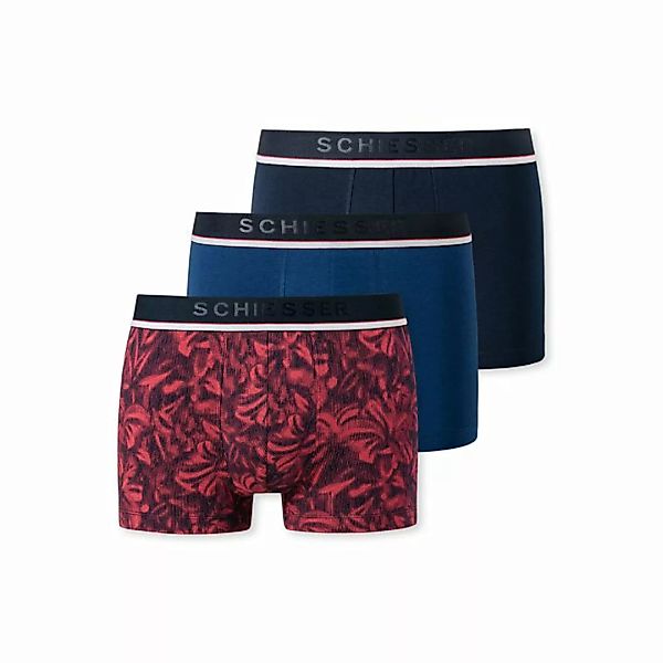SCHIESSER Herren Shorts 3er Pack - Boxer Shorts, 95/5, Cotton Stretch Blau/ günstig online kaufen