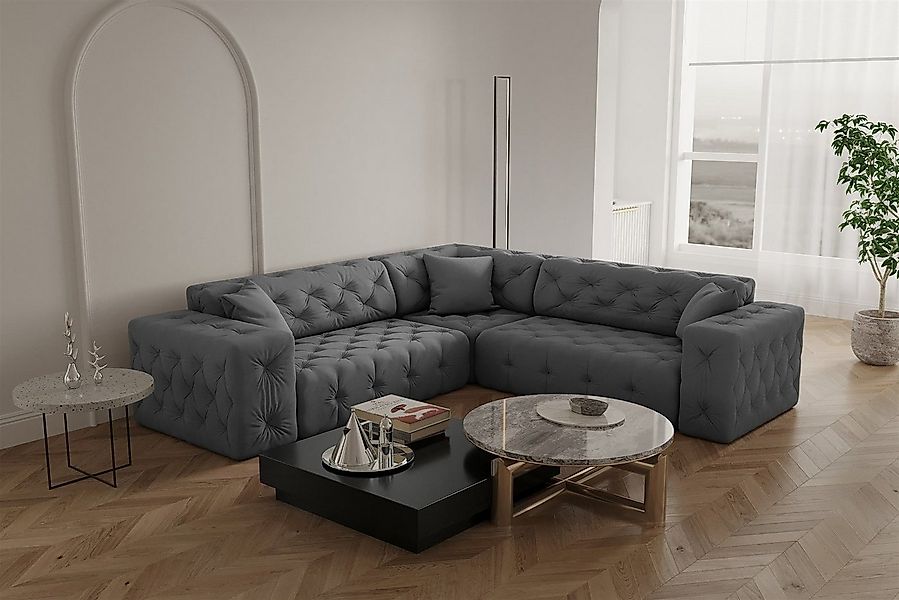 Fun Möbel Ecksofa Ecksofa Designersofa CHANTAL Seite universal in Stoff Ope günstig online kaufen