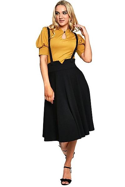 Voodoo Vixen A-Linien-Rock Toyin Overall Herringbone Schwarz Rockabilly Ret günstig online kaufen