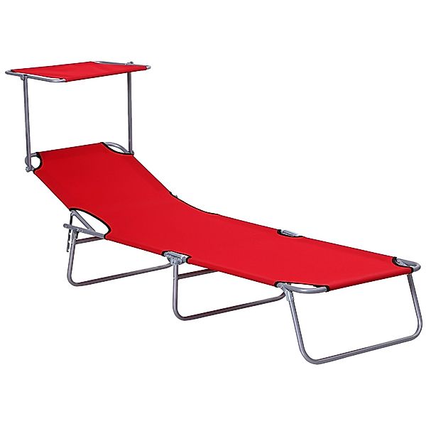 Outsunny Feldbett Strandliege klappbar mit Sonnenschutz Rot 187 x 58 x 36 c günstig online kaufen