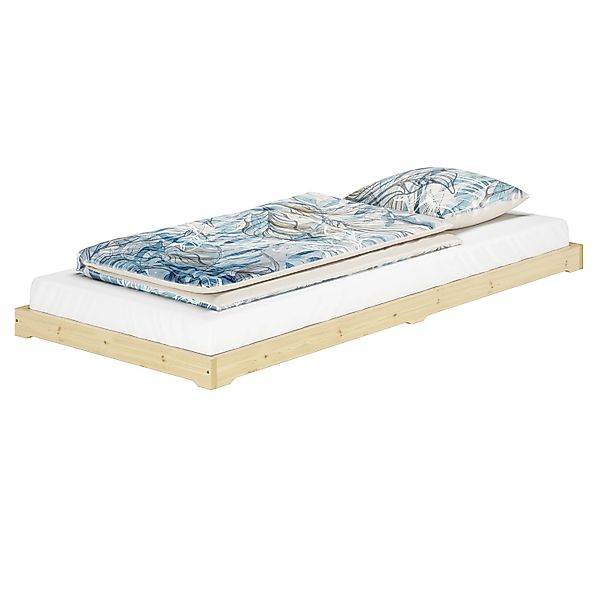 Erst-Holz Studentenbett Massivholzbett Extra Niedrig Fichte Geölt 90  x 200 günstig online kaufen