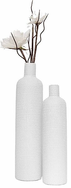 GlasArt handmade Dekovase Tischdeko Weiß Blumenvasen flaschenform Wohnzimme günstig online kaufen