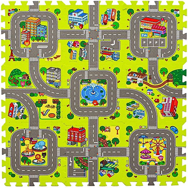 LittleTom Puzzlematte Straße - 9 Teile Straßenpuzzle für Kinder - 30 x 30 P günstig online kaufen