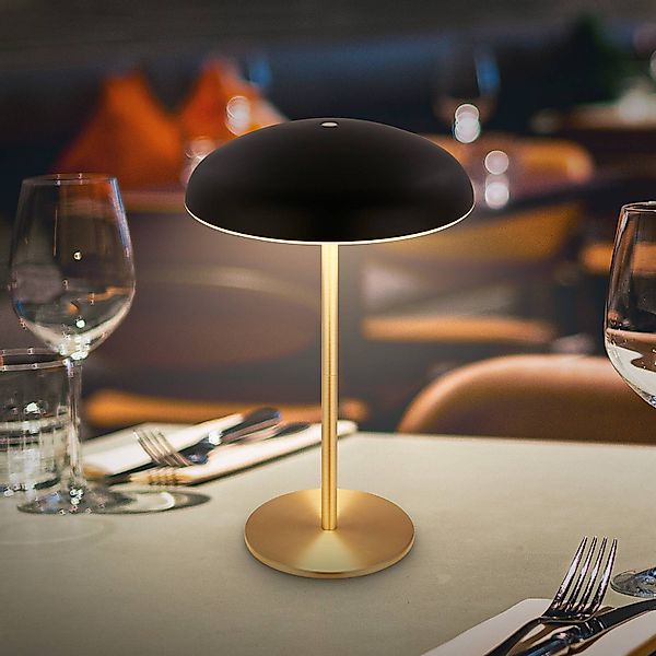 LED-Akku-Tischlampe Brilo unplugged Caxa, schwarz/messing günstig online kaufen