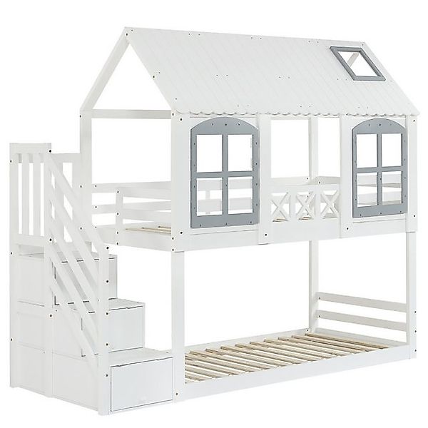 IDEASY Etagenbett 90x200cm Kinder- und Jugendbett mit Dach & Fenster (Traum günstig online kaufen