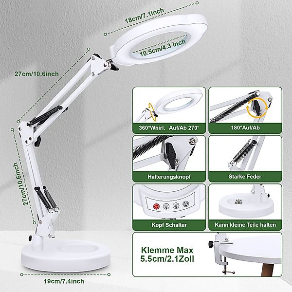 JOYOLEDER LED Schreibtischlampe Lupe mit Licht, günstig online kaufen
